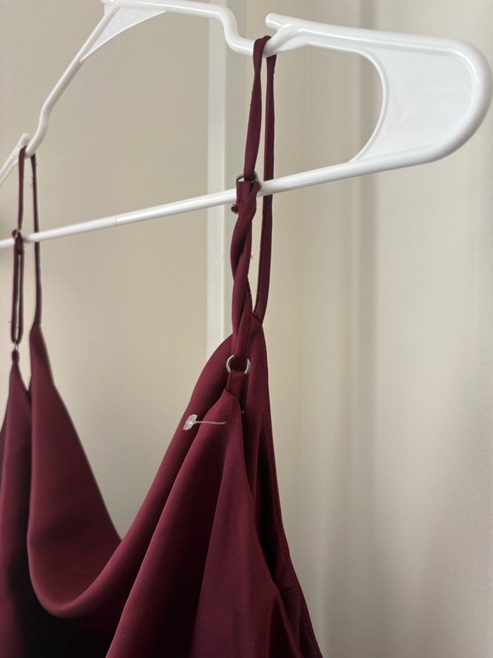 Molly Green Drape Neck Satin Slip Midi Dress Wine Red L - Picture 3 of 6